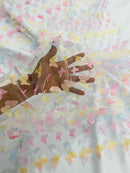 3D Butterfly Design - Pastel Rainbow - Embroidered 3D Butterfly Design On Lace Mesh Fabric By Yard