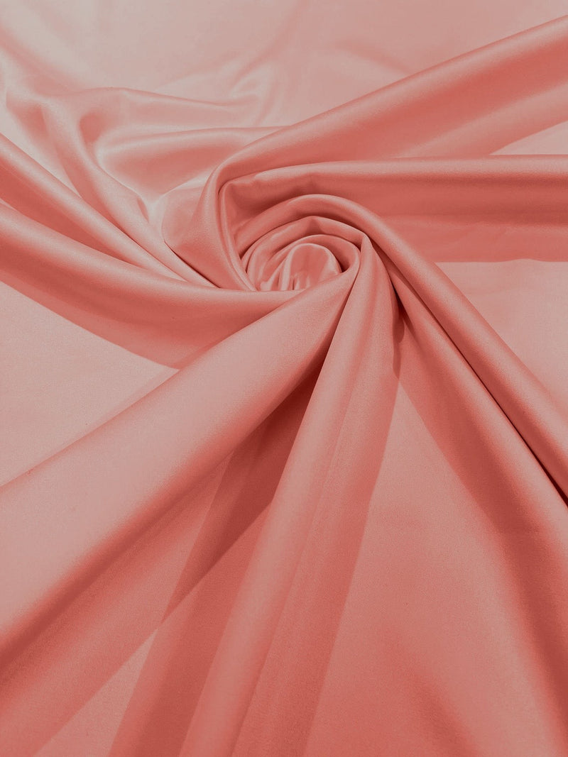 Matte L'Amour Stretch Satin - Peach - Stretch Satin Fabric For Bridal, Prom Dress Sold By Yard