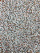 Bead/Sequins Lace Fabric - Peach / Silver - Small Sequins and Beads Embroidered on Lace Fabric By Yard