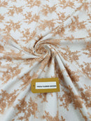Floral Cluster Corded Fabric - Peach - Fancy Flower Embroidery Lace Mesh Fabric By Yard