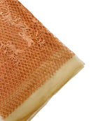 Damask Diamond Net Lace Fabric - Peach - Damask Design Embroidered on Lace Mesh Fabric by Yard