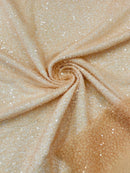 Beaded Sequins Pearl Fabric - Peach - Embroidered Pearl Beads and Sequins on Lace By Yard