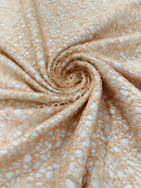 Fish Net Sequins Fabric - Peach - Cast Net Design Sequins Embroidery Lace Fabric By Yard