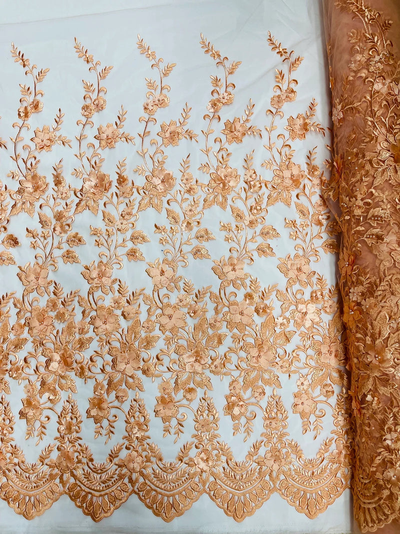 Embroidered floral online lace fabric
