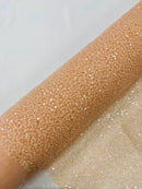 Beaded Sequins Pearl Fabric - Peach - Embroidered Pearl Beads and Sequins on Lace By Yard