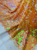 Circle Paillette Sequins - Iridescent Peach - Large Round Paillette Sequins Design Fabric By Yard