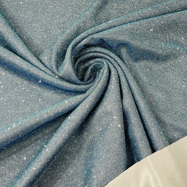 Shimmer Glitter Fabric - Baby Blue - Luxury Sparkle Stretch Solid Fabr