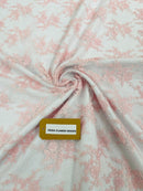 Floral Cluster Corded Fabric - Pink - Fancy Flower Embroidery Lace Mesh Fabric By Yard