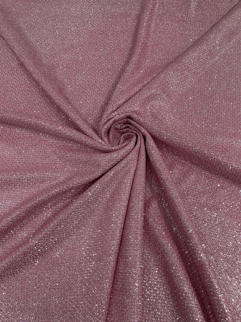 Shimmer Diamond Glitter Fabric - Pink - Luxury Sparkle Stretch Fabric Sold By Yard