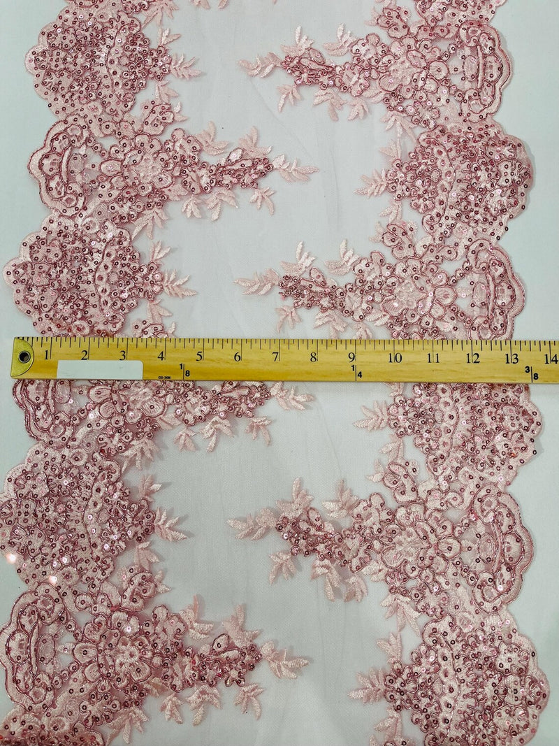 15" Floral Metallic Pattern Lace Table Runner - Metallic Table Runner Sold By Yard