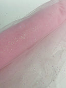 Sparkle Tulle Glitter Fabric - Pink - Tulle Fabric with Sparkle Glitter Sold By Yard