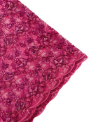 Metallic Floral Butterfly Fabric - Pink - Embroidered Floral Butterfly Design Mesh Fabric by Yard