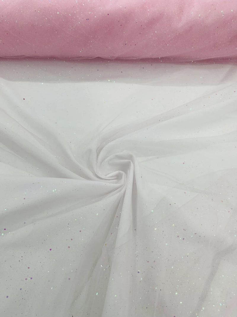 Sparkle Tulle Glitter Fabric - Pink - Tulle Fabric with Sparkle Glitter Sold By Yard