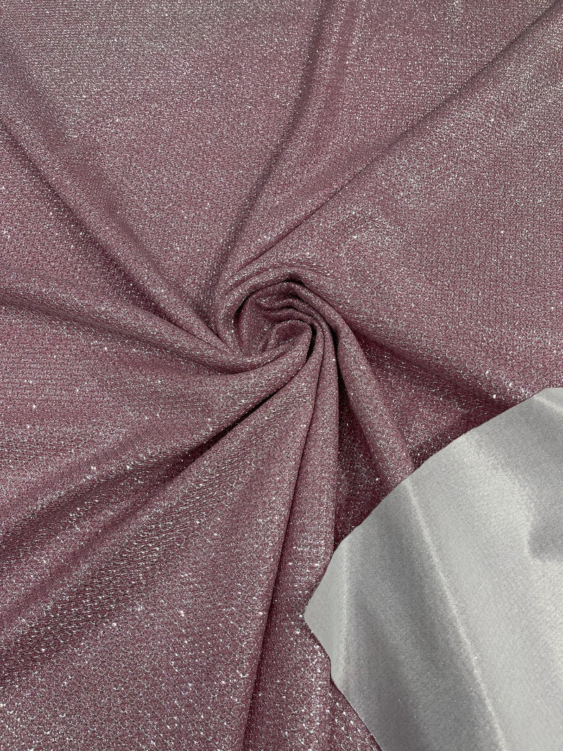 Shimmer Diamond Glitter Fabric - Pink - Luxury Sparkle Stretch Fabric Sold By Yard