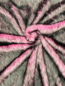 Husky Long Pile Fur Fabric - Pink - Faux Husky Fur Fabric 2 Tone Shaggy Fur By Yard