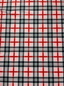 58-60" Plaid Print Milliskin Fabric - Pink - Spandex 4 Way Stretch Plaid Fabric Sold by Yard