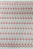 Jasmine Flower Fabric - Pink - Embroidered Floral Design Lace Mesh Bridal Fabric By Yard