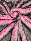 Husky Long Pile Fur Fabric - Pink - Faux Husky Fur Fabric 2 Tone Shaggy Fur By Yard