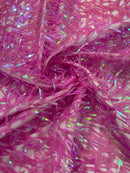 Sword Shaped Sequins - Pink - Hanging Iridescent Sequins On Mesh Fabric By Yard
