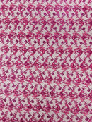 Metallic Floral Butterfly Fabric - Pink - Embroidered Floral Butterfly Design Mesh Fabric by Yard