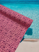 Leopard Chunky Glitter Fabric - Pink / Fuchsia - 54" Animal Print Glitter Vinyl Fabric By Yard