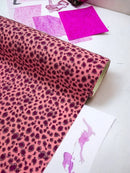Leopard Chunky Glitter Fabric - Pink / Fuchsia - 54" Animal Print Glitter Vinyl Fabric By Yard