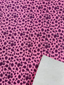 Leopard Chunky Glitter Fabric - Pink / Fuchsia - 54" Animal Print Glitter Vinyl Fabric By Yard