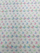 3D Butterfly Design - Pink / Green / Blue - Embroidered 3D Butterfly Design On Lace Mesh Fabric By Yard