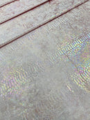 Pink Iridescent Illusion Anaconda Foil Printed On Stretch Velvet - Sold By The Yard