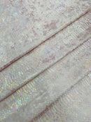 Pink Iridescent Illusion Anaconda Foil Printed On Stretch Velvet - Sold By The Yard
