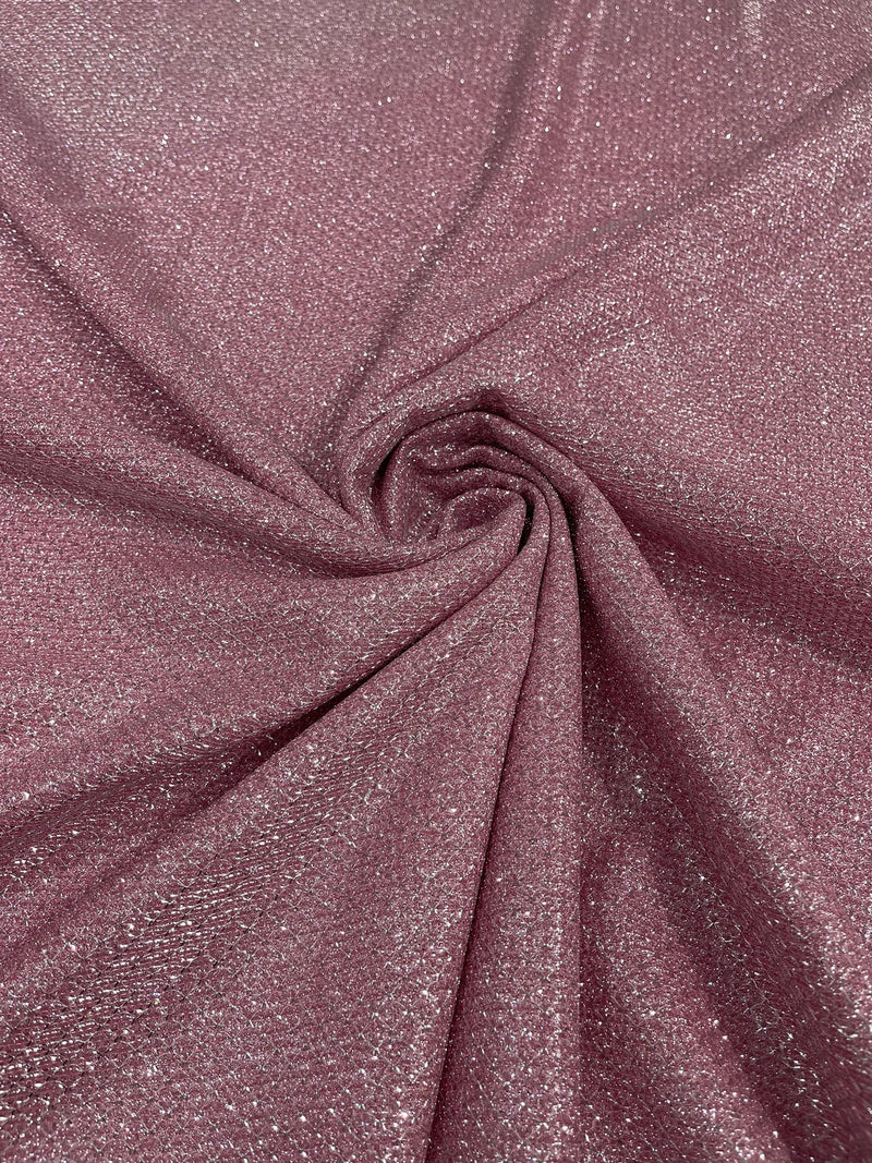 Shimmer Diamond Glitter Fabric - Pink - Luxury Sparkle Stretch Fabric Sold By Yard