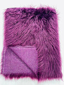 60" Solid Shaggy Faux Fur - Plum - Long Pile Luxury Shaggy Soft Faux Fur Fabric By Yard
