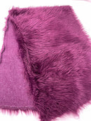 60" Solid Shaggy Faux Fur - Plum - Long Pile Luxury Shaggy Soft Faux Fur Fabric By Yard