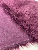 60" Solid Shaggy Faux Fur - Plum - Long Pile Luxury Shaggy Soft Faux Fur Fabric By Yard