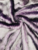Husky Long Pile Fur Fabric - Plum / Black - Faux Husky Fur Fabric 2 Tone Shaggy Fur By Yard