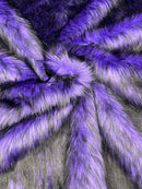 Husky Long Pile Fur Fabric - Purple / Black - Faux Husky Fur Fabric 2 Tone Shaggy Fur By Yard