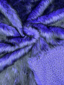 Husky Long Pile Fur Fabric - Purple / Black - Faux Husky Fur Fabric 2 Tone Shaggy Fur By Yard