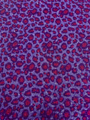 Leopard Chunky Glitter Fabric - Purple / Fuchsia - 54" Animal Print Glitter Vinyl Fabric By Yard