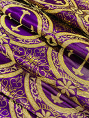 Cross Print Brocade Tablecloth - Jacquard Religious Print Church Fabric Table Covers