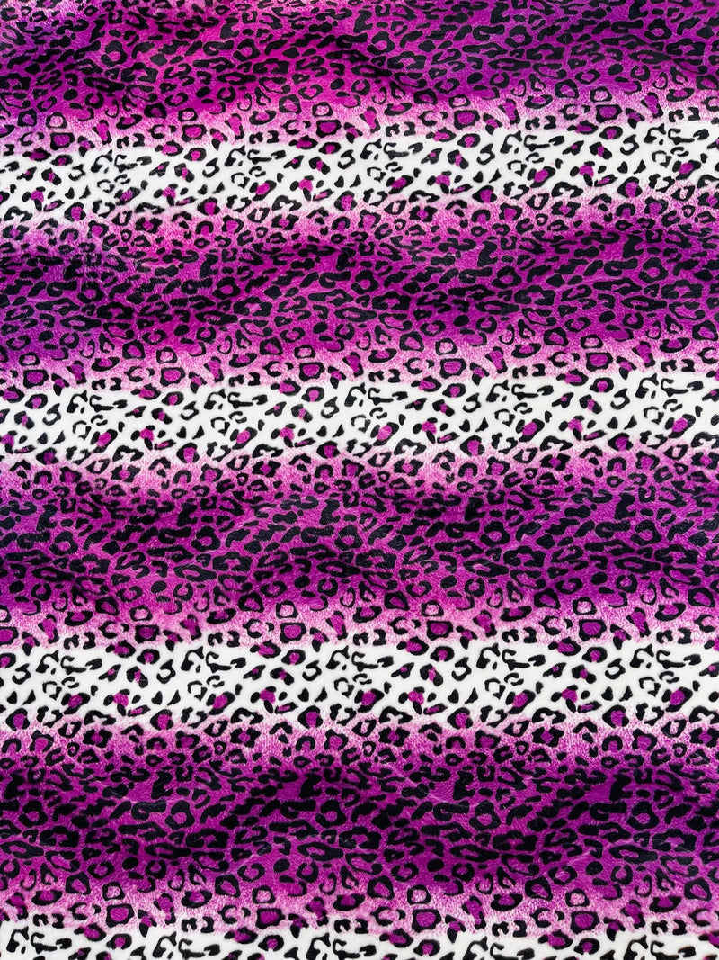 Leopard Print Velboa Faux Fur - Purple / White - Leopard Animal Print Velboa Faux Fur Fabric By Yard