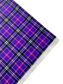 58-60" Plaid Print Milliskin Fabric - Purple - Spandex 4 Way Stretch Plaid Fabric Sold by Yard