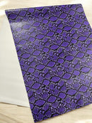 Python Snake Print Vinyl Fabric - Purple -  Faux Animal Snake Print Vinyl Fabric Sold by Yard