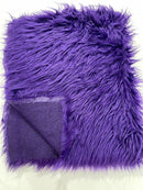 60" Solid Shaggy Faux Fur - Purple - Long Pile Luxury Shaggy Soft Faux Fur Fabric By Yard