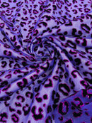 Cheetah Print Power Mesh Fabric -  Purple - 4 Way Stretch Glitter Cheetah Design Power Mesh Fabric by Yard