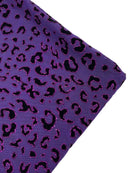 Cheetah Print Power Mesh Fabric -  Purple - 4 Way Stretch Glitter Cheetah Design Power Mesh Fabric by Yard