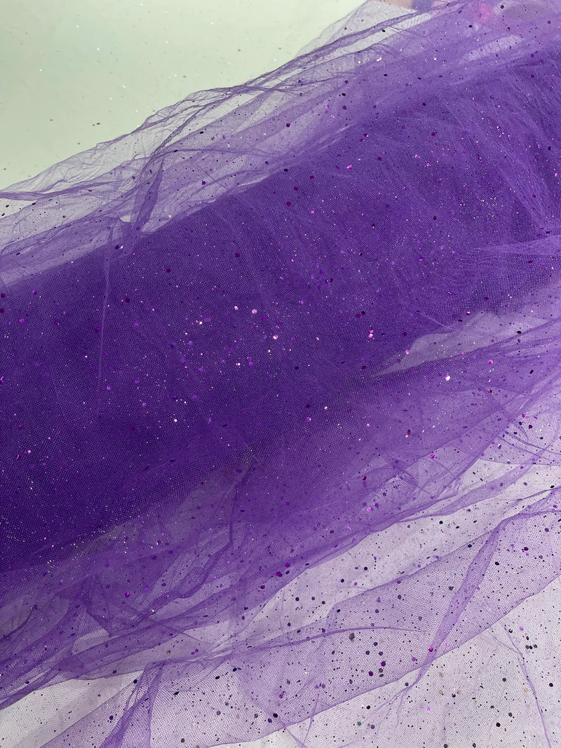 Sparkle Tulle Glitter Fabric - Purple - Tulle Fabric with Sparkle Glitter Sold By Yard