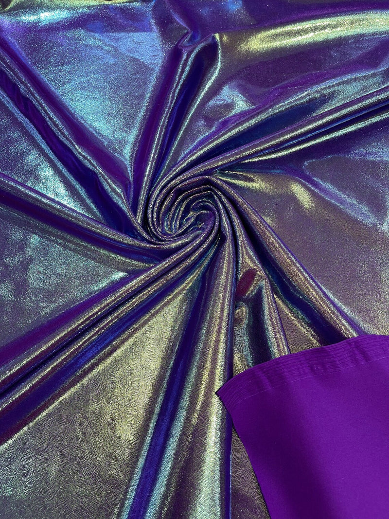 Mystique Spandex Foil Fabric - Purple - Nylon/Spandex Iridescent Foggy Foil Fabric  4 Way Stretch 58/60" By Yard