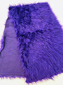 60" Solid Shaggy Faux Fur - Purple - Long Pile Luxury Shaggy Soft Faux Fur Fabric By Yard