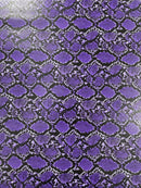 Python Snake Print Vinyl Fabric - Purple -  Faux Animal Snake Print Vinyl Fabric Sold by Yard