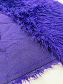60" Solid Shaggy Faux Fur - Purple - Long Pile Luxury Shaggy Soft Faux Fur Fabric By Yard